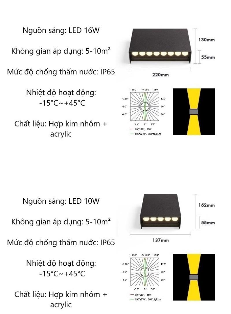 Đèn hắt tường 2 đầu chiếu sáng ngoài trời AB1026 13