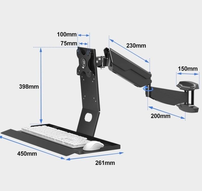 Arm màn hình gắn tường kèm giá đỡ bàn phím ZC0110 10