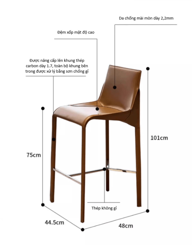 Ghế quầy bar bọc da cao cấp kiểu Ý LH7529 12