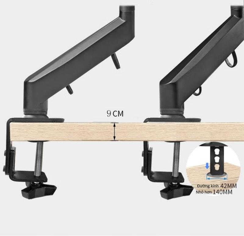 Giá treo 2 màn hình máy tính kẹp bàn ZC6566 9