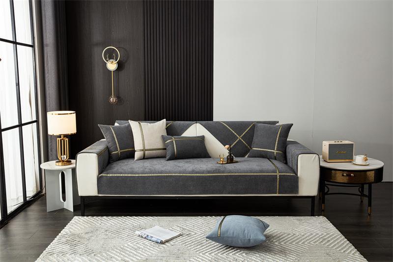 Tấm phủ ghế sofa viền vàng sang trọng PQH149 3