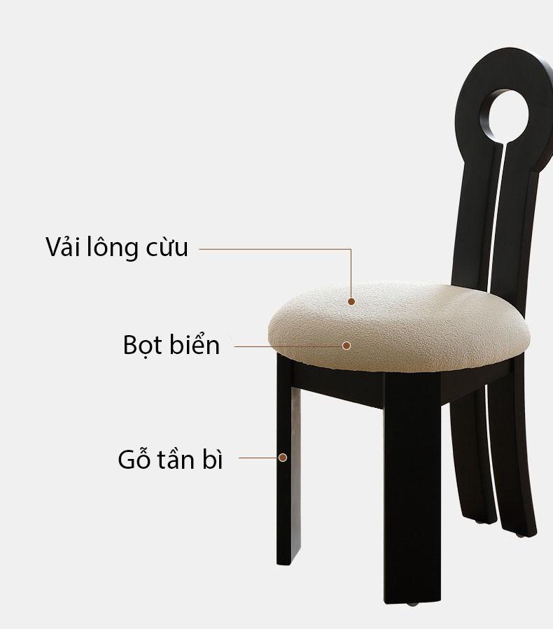 Ghế ăn gỗ tự nhiên đệm vải lông cừu BEN810 9