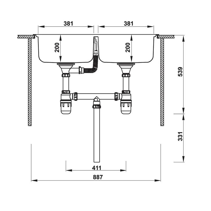 Chậu rửa chén Inox HS20-SSN2R90M Hafele 567.20.493 12