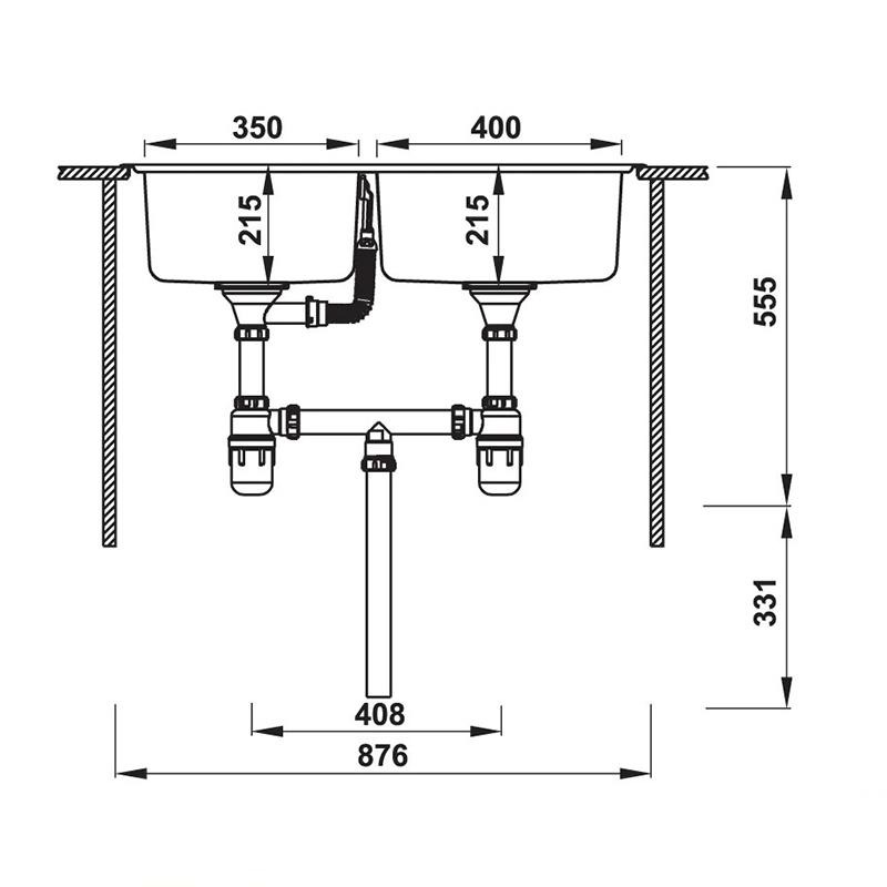 Chậu rửa inox 2 hộc HS20-SSN2S90L Hafele 567.20.546 15