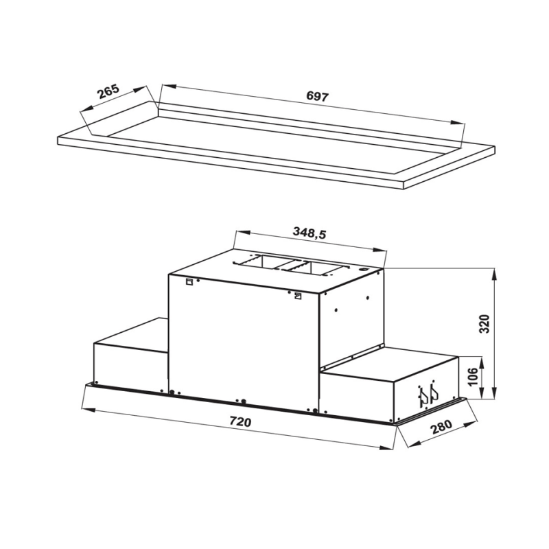 Máy hút mùi âm tủ cao cấp HH-BI72A Hafele 533.80.027