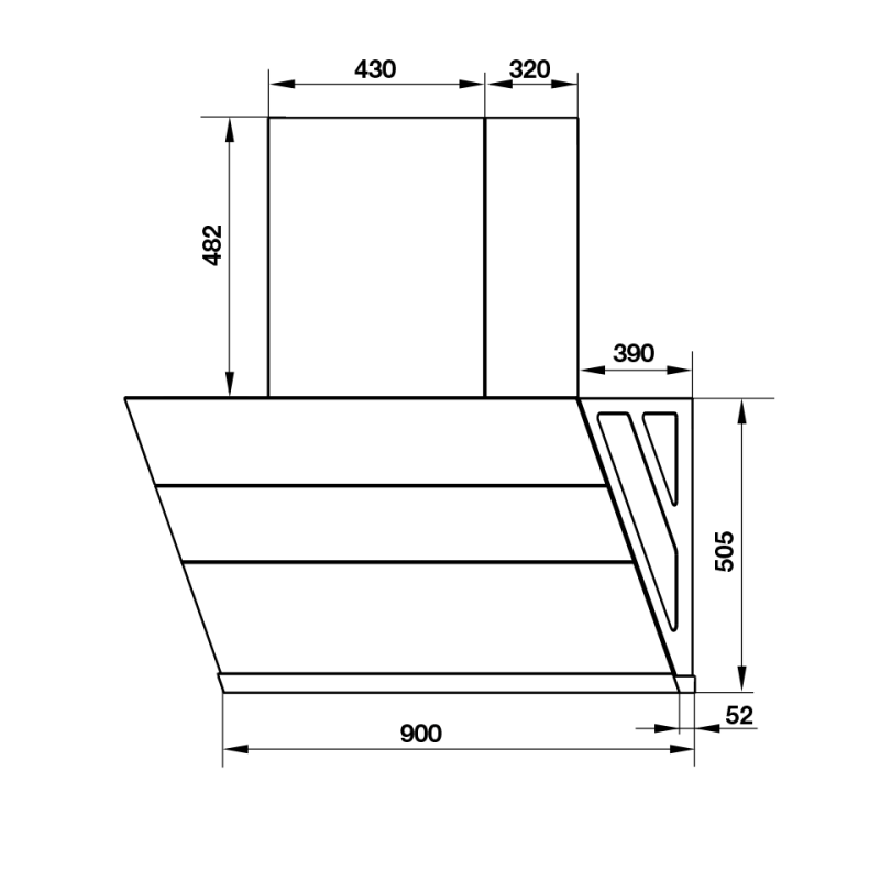 Máy hút mùi áp tường HC-H902WC Hafele 538.81.742