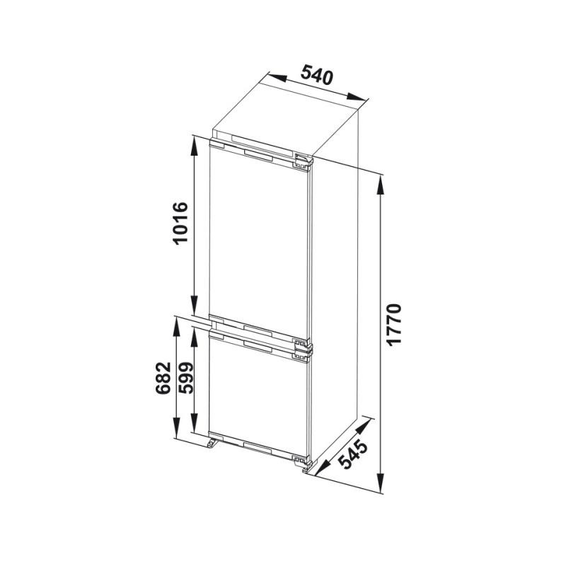 Tủ lạnh âm 2 cánh 257L HF-BI60X Hafele 534.14.080