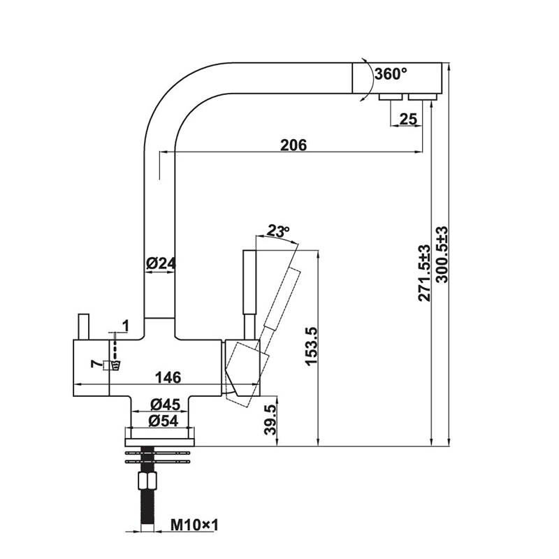 Vòi rửa chén HT21-CH2F271 Hafele 577.55.210