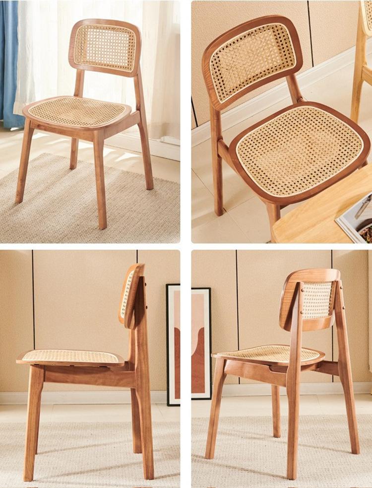 Ghế ăn khung gỗ phối mây kiểu Bắc Âu AW671 12