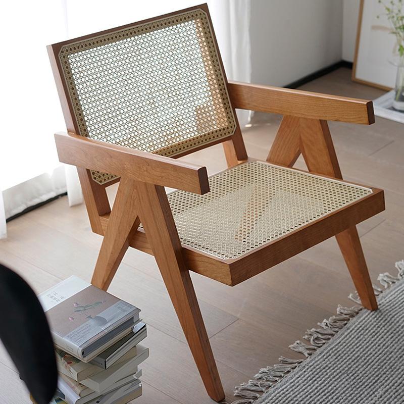 Ghế Chandigarh khung gỗ phối mây đan AW628 8