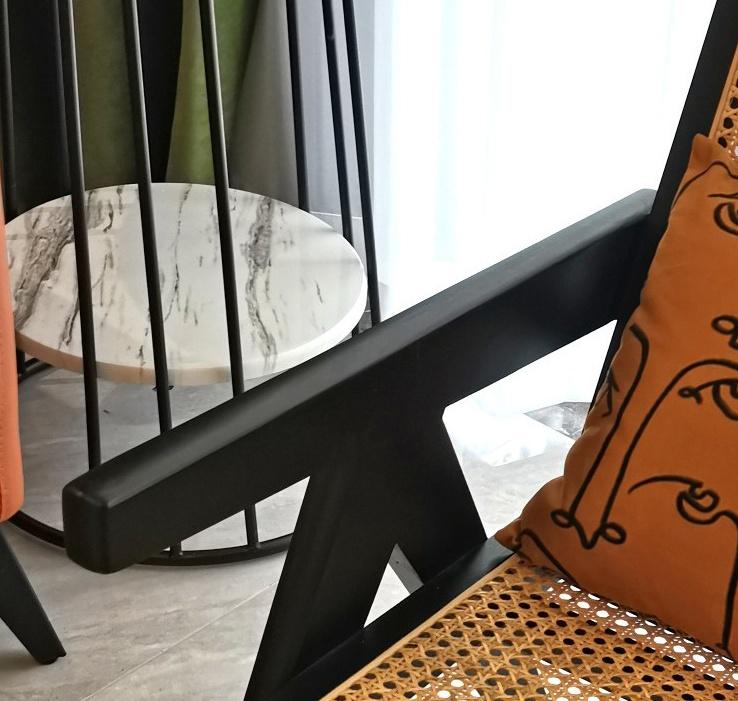 Ghế Chandigarh khung gỗ phối mây đan AW628 10