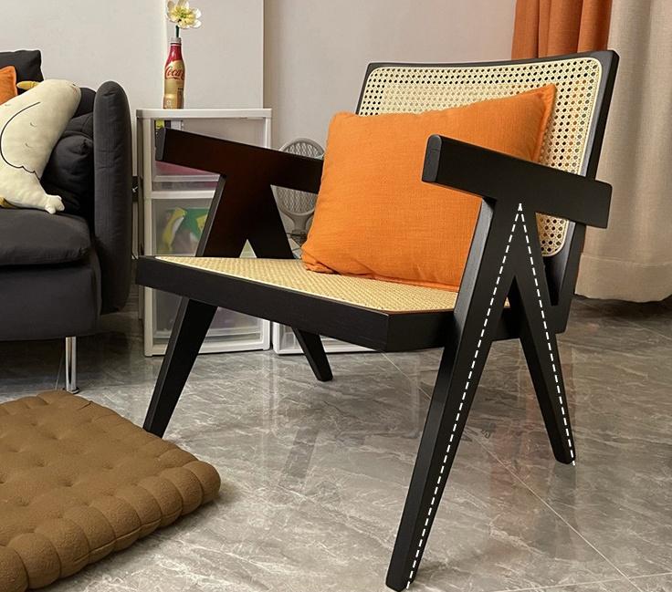 Ghế Chandigarh khung gỗ phối mây đan AW628 11