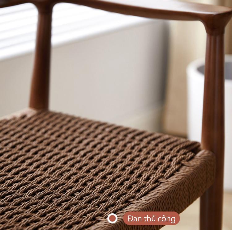 Ghế Kennedy khung gỗ mặt ghế dây đan thủ công AW719 12