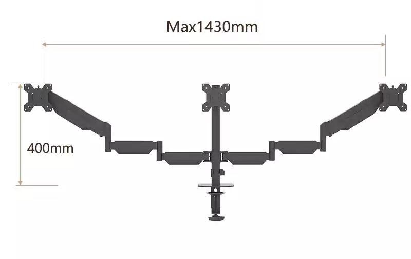 Giá đỡ 3 màn hình kẹp bàn chuyên nghiệp ZC7971 6