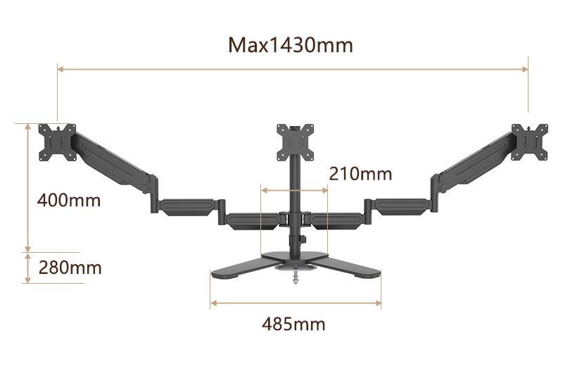 Giá đỡ 3 màn hình kẹp bàn chuyên nghiệp ZC7971 7