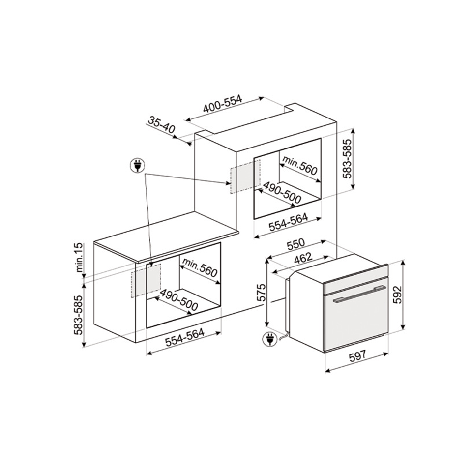 Lò nướng âm tủ mặt kính Hafele 536.64.982 8