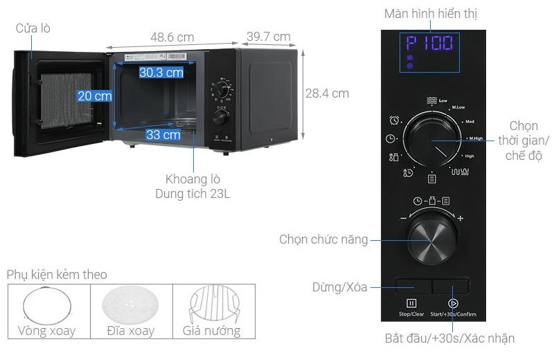 Lò vi sóng kết hợp nướng để bàn HW-F23B Hafele 538.31.270 5