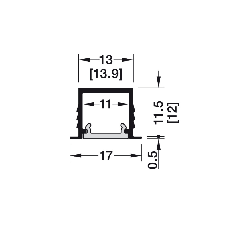 Máng nhôm đèn led lắp âm Hafele 833.95.722