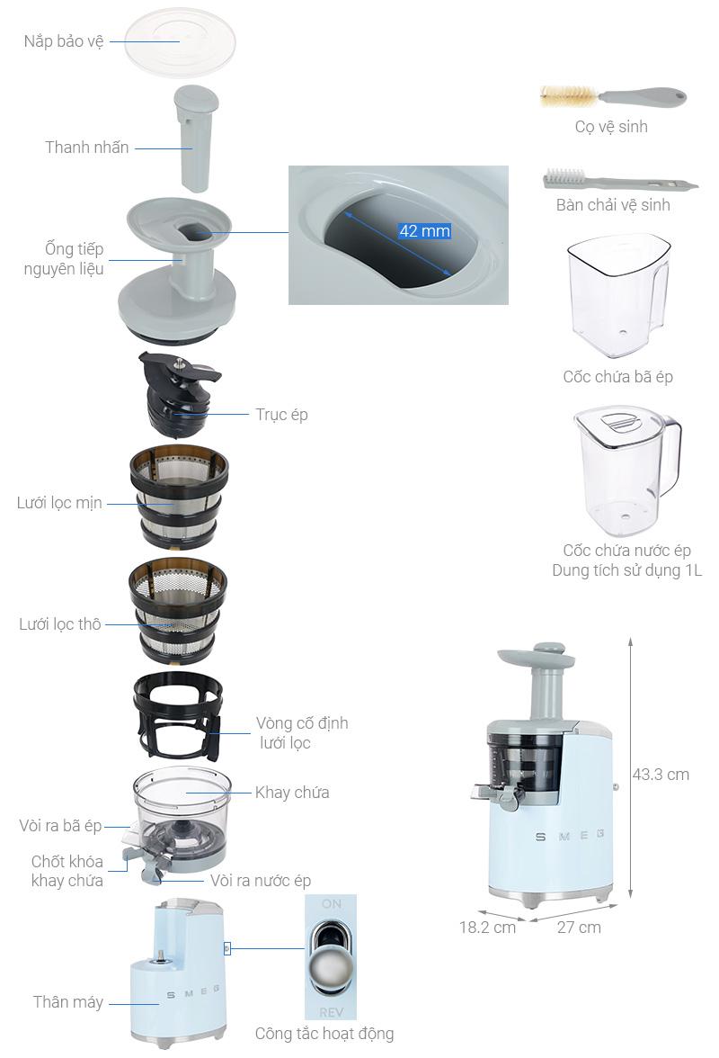 Máy ép chậm Smeg SJF01PBEU 535.43.628 6