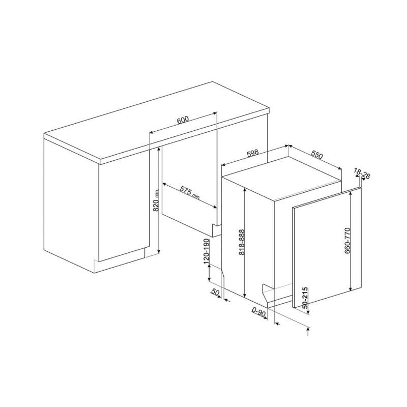 Máy rửa bát lắp âm Smeg STL323BL Hafele 536.24.621