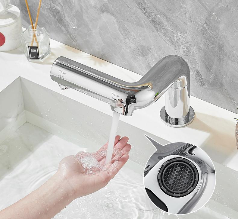 Vòi lavabo cảm ứng màu bạc sang trọng SX8394 5