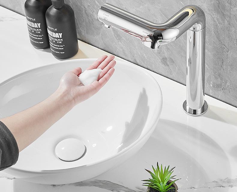 Vòi lavabo cảm ứng màu bạc sang trọng SX8394 8