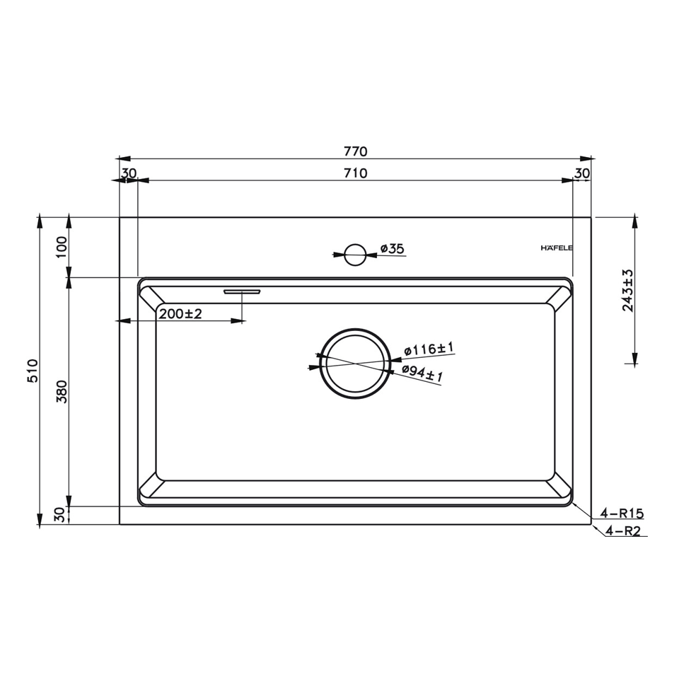 Chậu đá HS22-GEN1S90M Hafele 577.25.430
