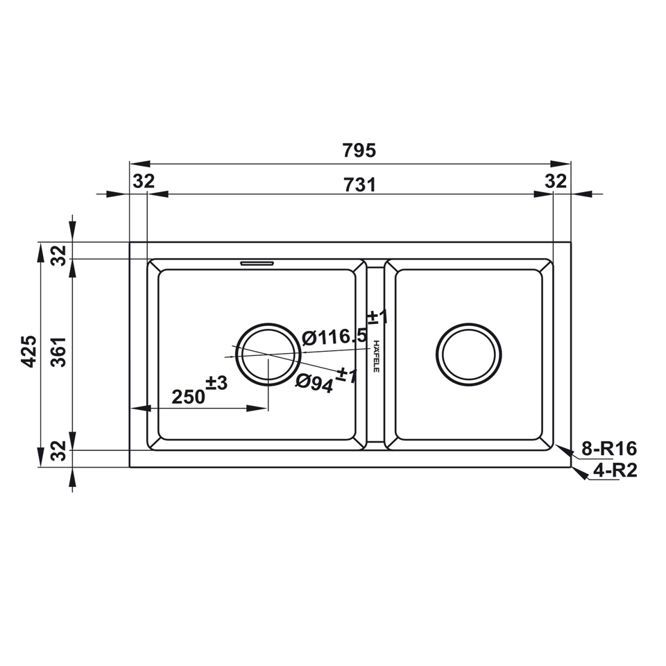 Chậu rửa bát đá HS22-GEN2S90 Hafele 577.25.510