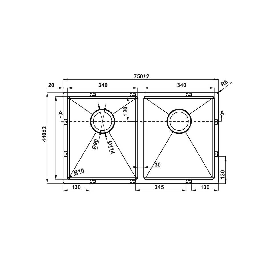 Chậu rửa chén Inox HS22-SSN2S90P Hafele 567.94.000