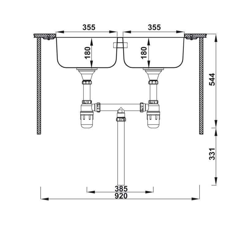 Chậu rửa inox 2 hộc HS-SD7848 Hafele 567.20.506