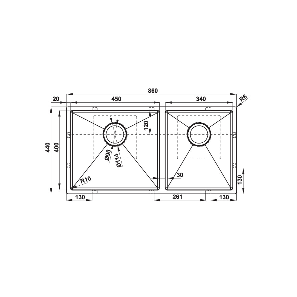 Chậu rửa Inox HS21-SSN2S90 Hafele 567.96.310