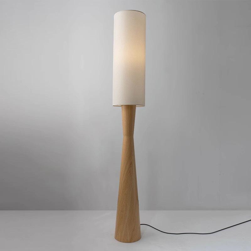 Đèn sàn vải thân giả gỗ Wabi-sabi tinh tế HX3983