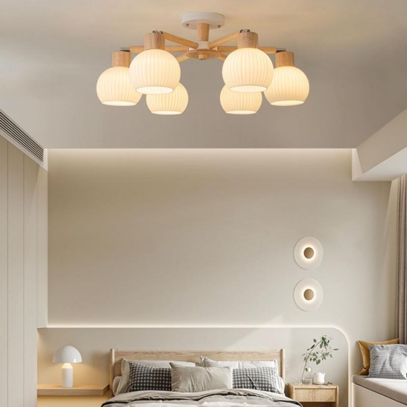 Đèn trần thân gỗ nhiều bóng Wabi-sabi tinh tế SBS5569