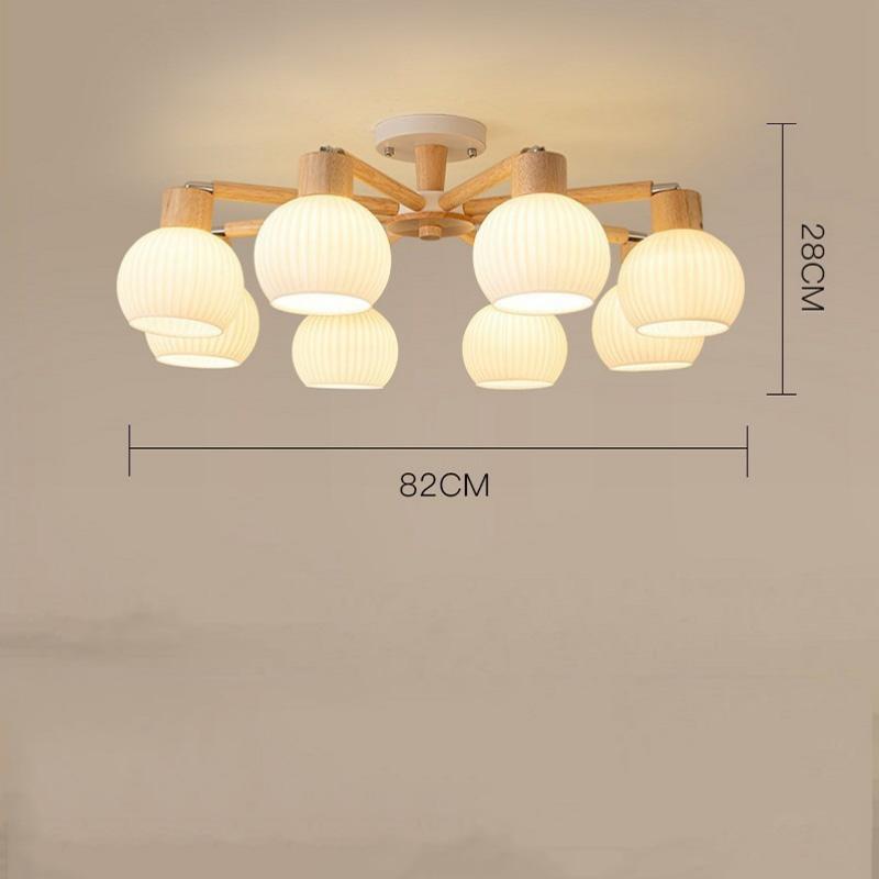 Đèn trần thân gỗ nhiều bóng Wabi-sabi tinh tế SBS5569