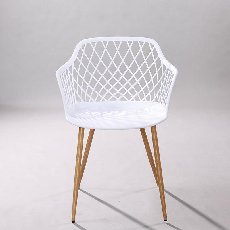 Ghế nhựa lưng lưới decor chân gỗ ST3014