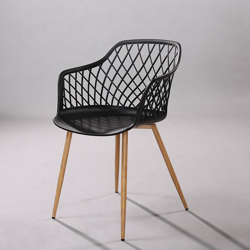 Ghế nhựa lưng lưới decor chân gỗ ST3014