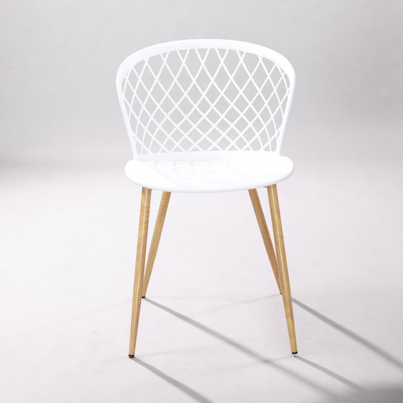 Ghế nhựa tựa lưng decor chân kim loại ST3013