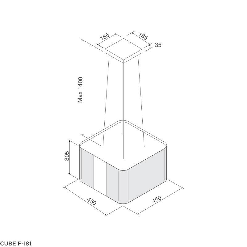 Máy hút khử mùi treo độc lập Malloca CUBE F-181