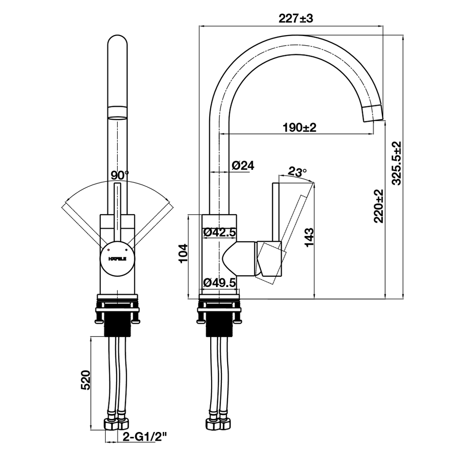 Vòi rửa chén HT21-CH1F220C Hafele 577.56.200