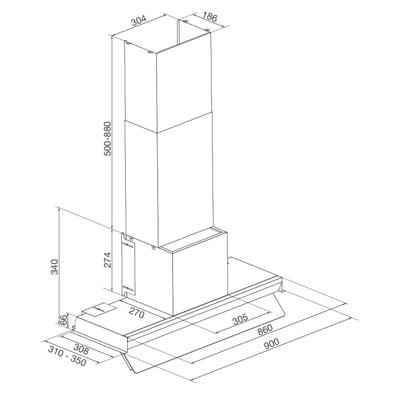 Máy hút khói dạng âm tủ Malloca Space MH 900SP