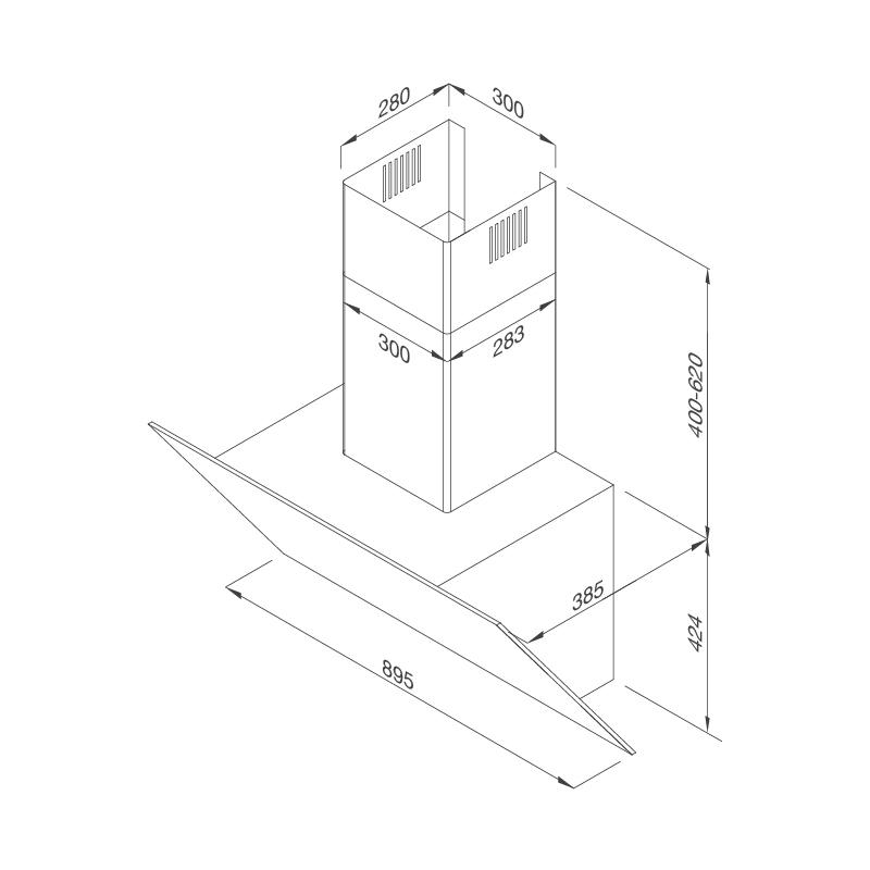 Máy hút mùi áp tường dạng nghiêng Malloca MC 9086HS
