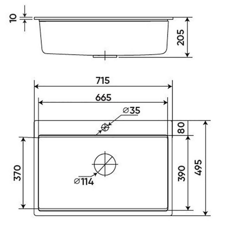 Chậu rửa bát âm bàn đá 1 hố KAFF GRANITE KF-MONDY-715-D 11