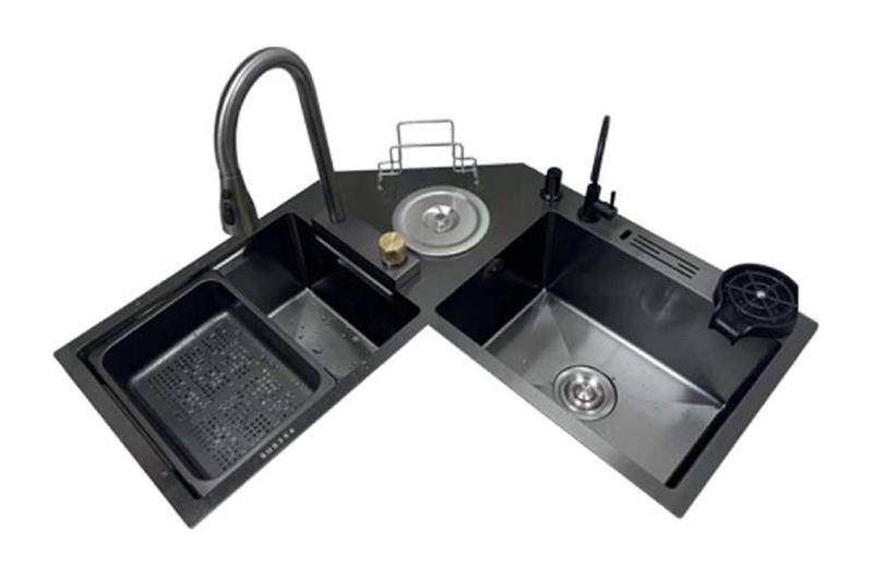 Chậu rửa bát đặt góc 2 hộc inox KAFF KF-ZJ9980-B 3