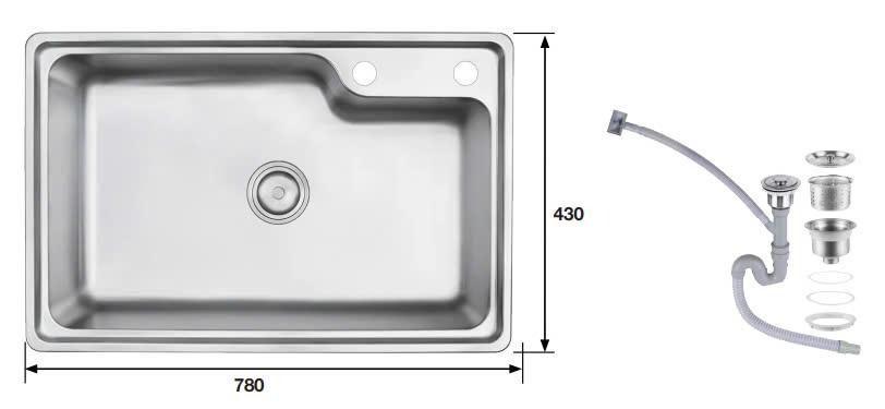 Chậu rửa bát Inox đơn KAFF KF-PSM6845 5