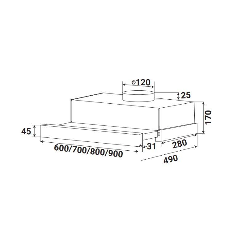 Máy hút mùi âm tủ màu đen KAFF KF-TL1006B  (1)