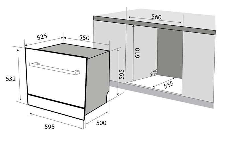 Máy rửa bát âm bán phần KAFF KF-BISMS8 Plus 9