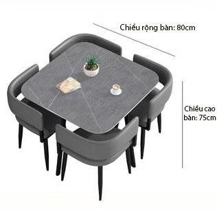 Bộ bàn ghế ăn gia đình vuông nhỏ gọn JIN010 6