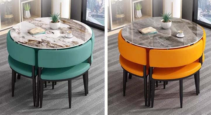 Bộ bàn ghế cafe mặt tròn thu gọn tiết kiệm diện tích JIN020 8