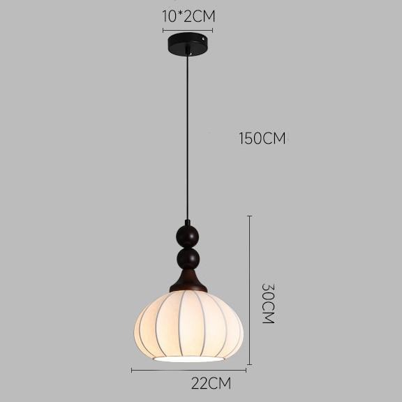 Đèn lồng thả trần vải lụa gỗ nguyên khối Nhật Bản DG053 13