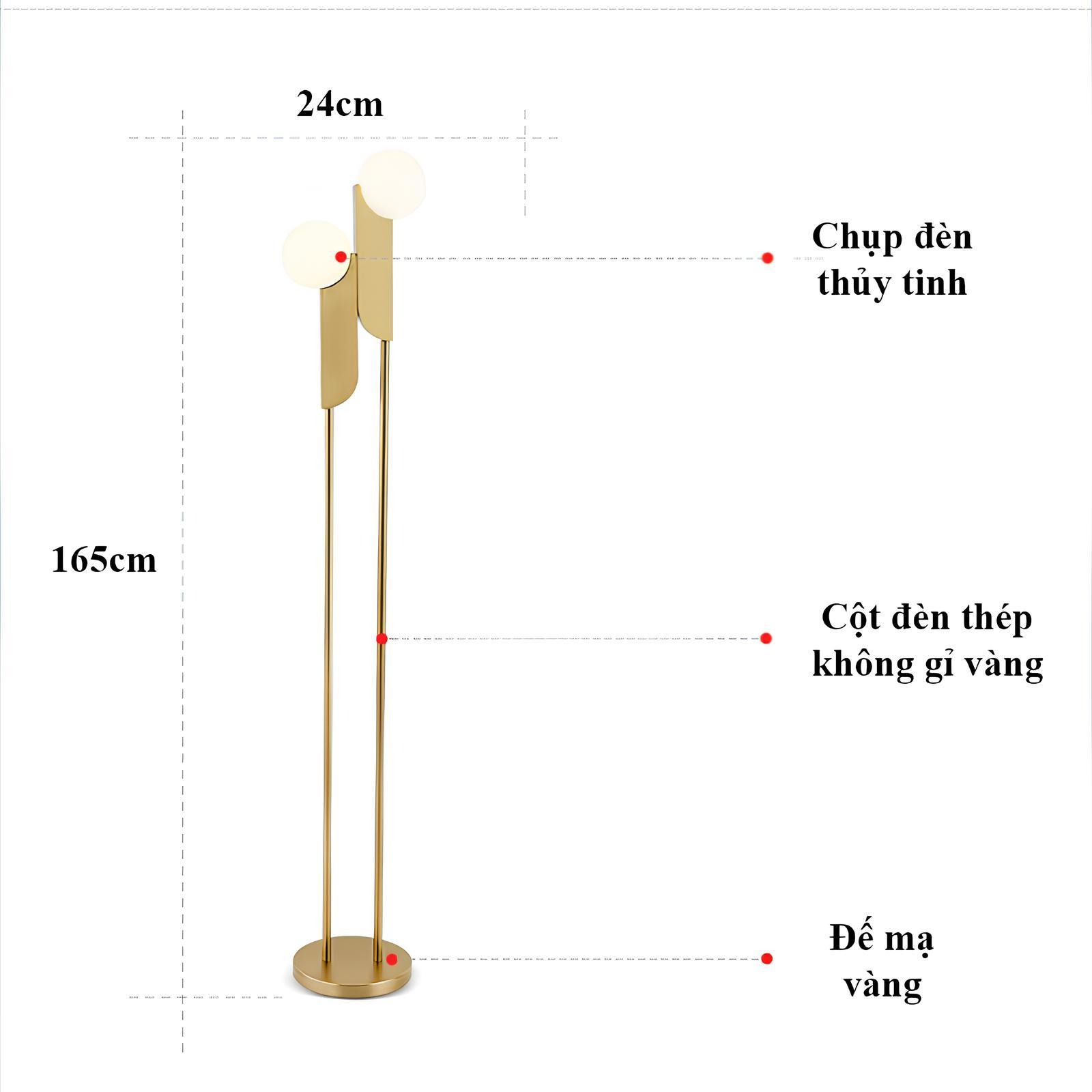 Đèn sàn đứng hai bóng thủy tinh tròn Bắc Âu hiện đại MLU203 8